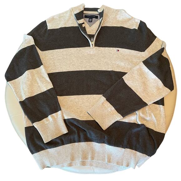Tommy Hilfiger Grey & Blue Striped Rugby Knit Pullover size XXL - Picture 5 of 12